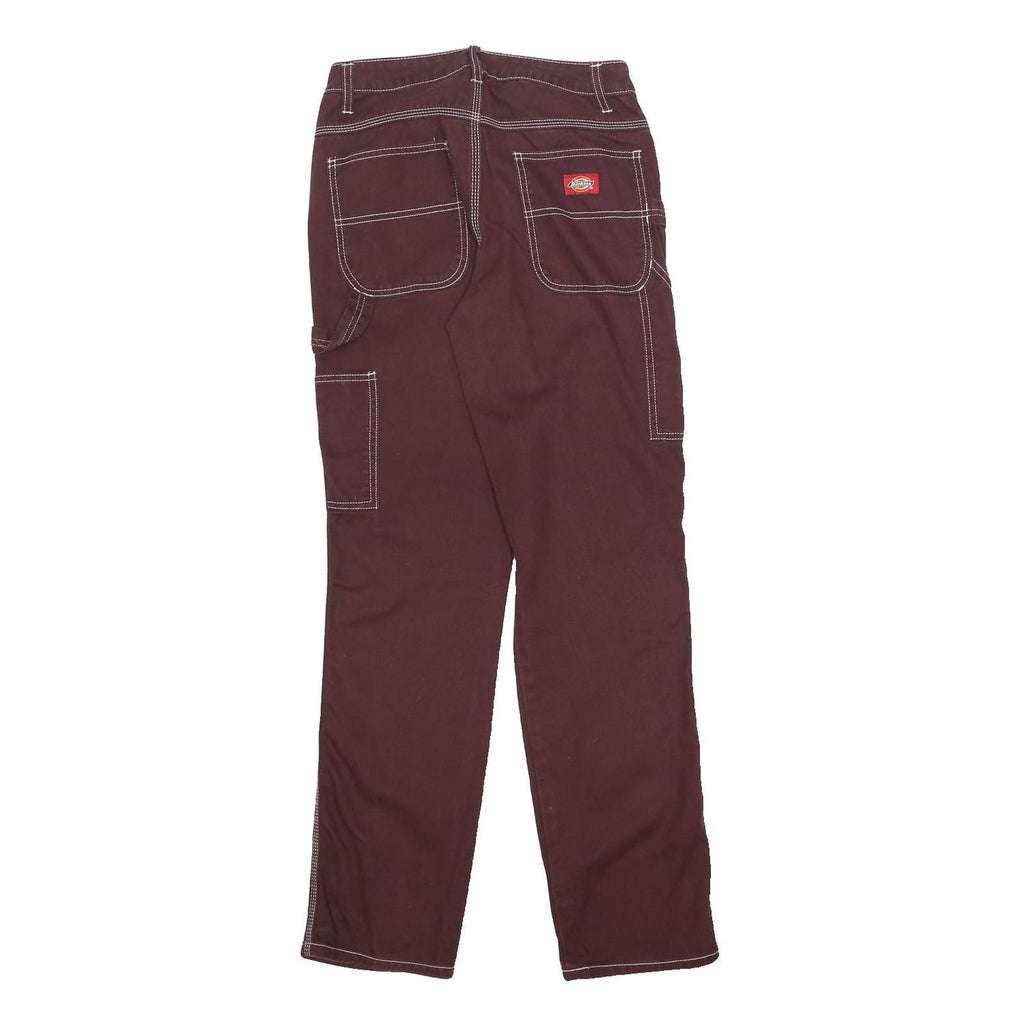DICKIES Womens Regular Maroon Straight Denim W24 L30 Carpenter Workwear Zip