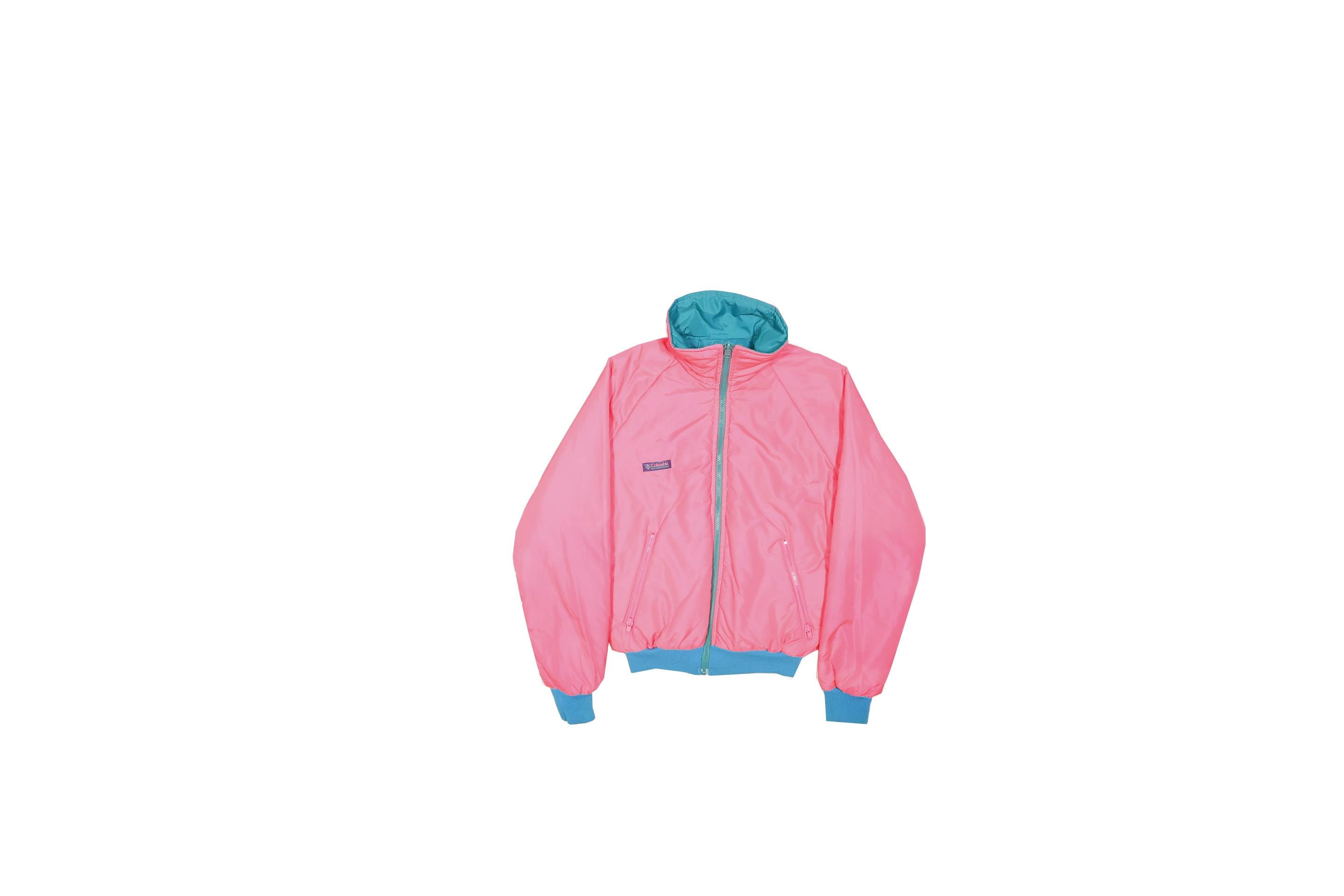 COLUMBIA Womens Blue & Pink Reversible Zip Jacket L Polyester Lightweight Casual