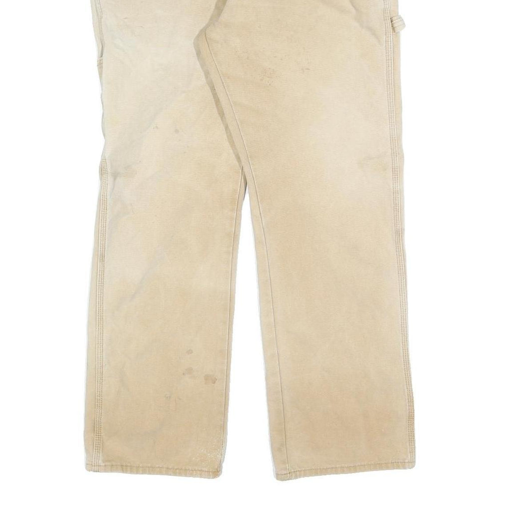 CARHARTT Mens Regular Fit Beige Denim Jeans W36 L32 Workwear Zip Closure
