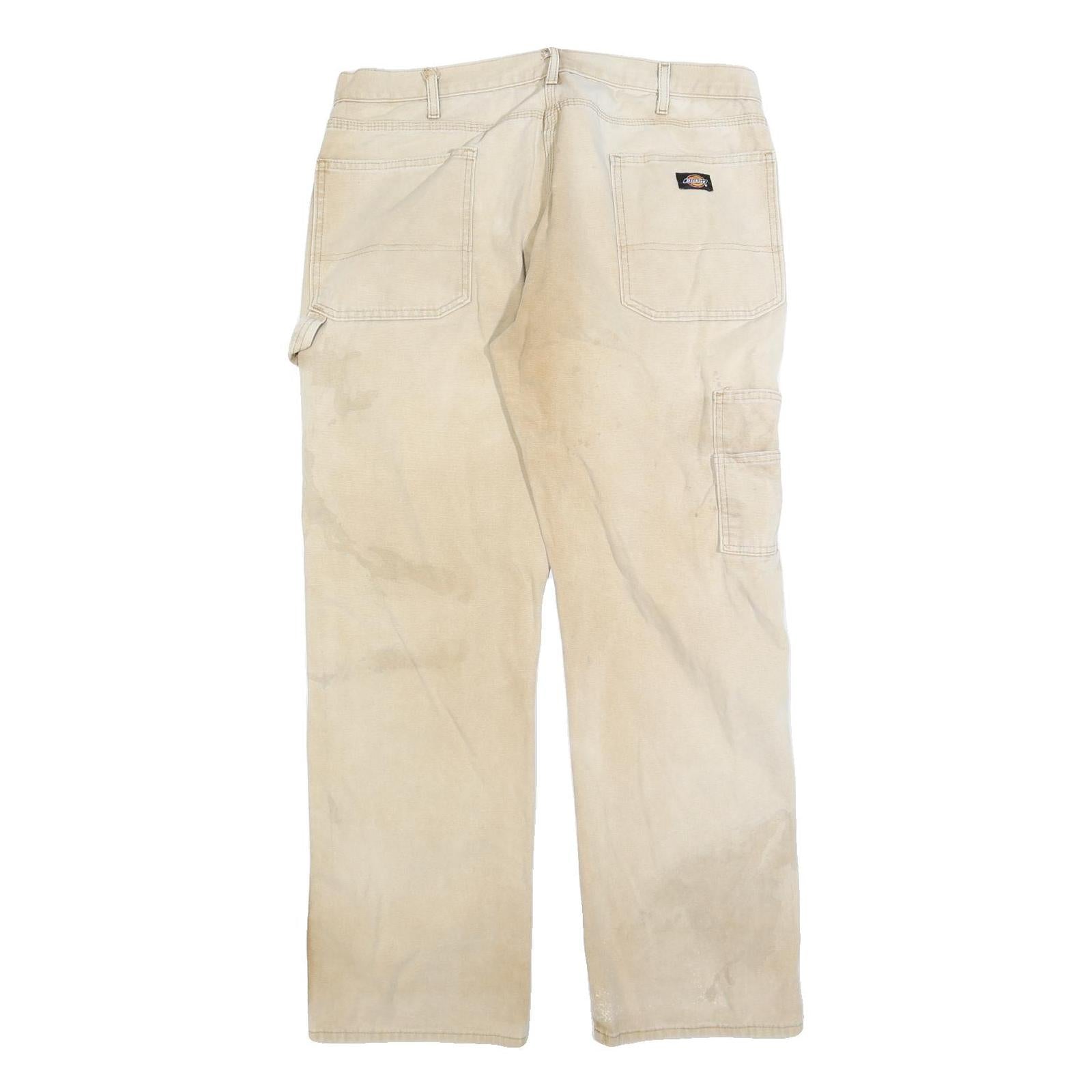CARHARTT Mens Regular Fit Beige Denim Jeans W36 L32 Workwear Zip Closure