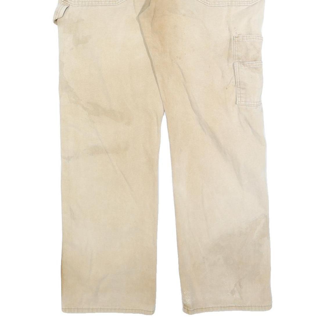 CARHARTT Mens Regular Fit Beige Denim Jeans W36 L32 Workwear Zip Closure