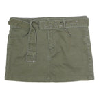 RSQ Womens Green Cotton Blend Mini Skirt Belted Casual Stretch M