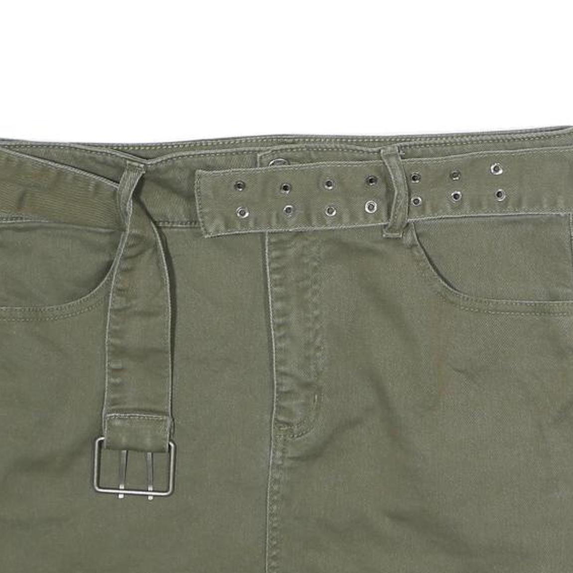 RSQ Womens Green Cotton Blend Mini Skirt Belted Casual Stretch M