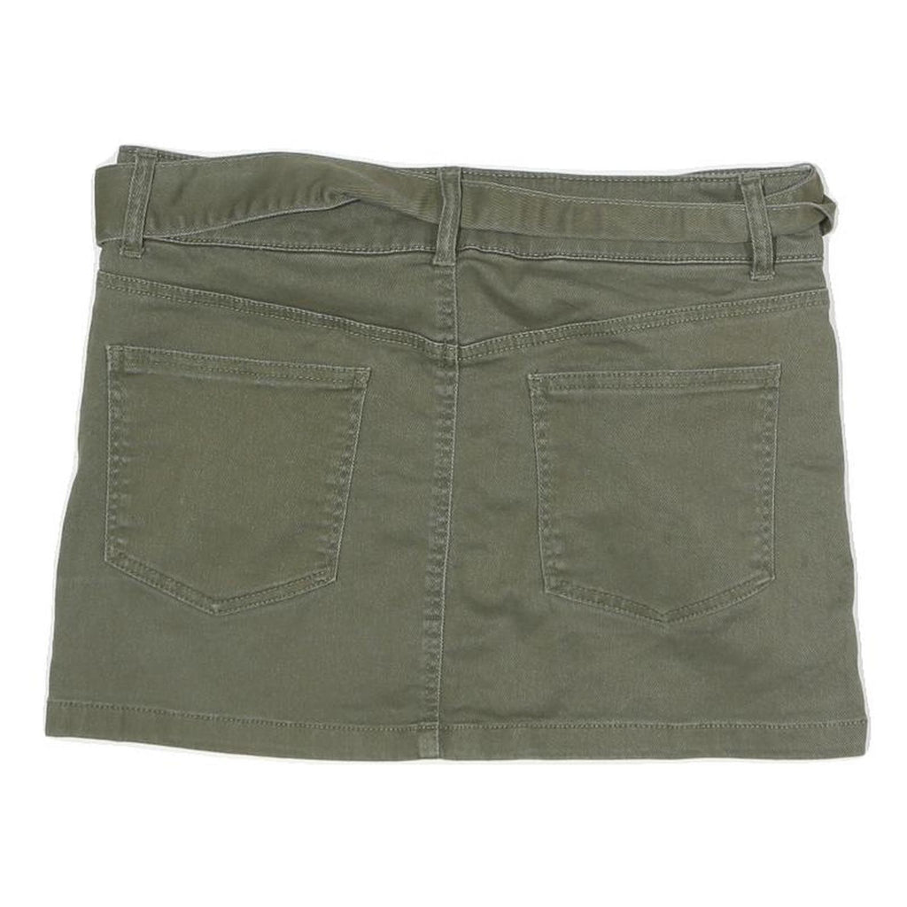 RSQ Womens Green Cotton Blend Mini Skirt Belted Casual Stretch M