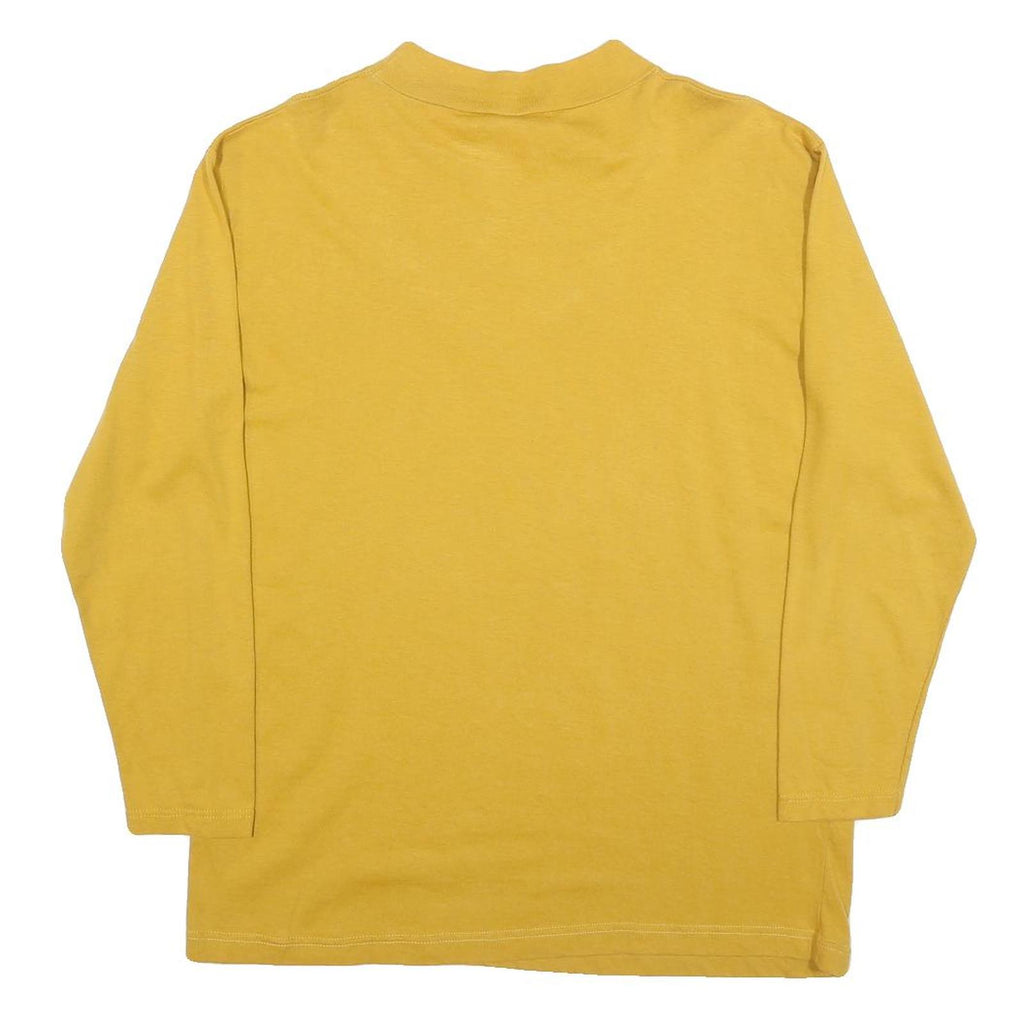 Womens Yellow Cotton Blend Long Sleeve Crew Neck Embroidered M T-Shirt