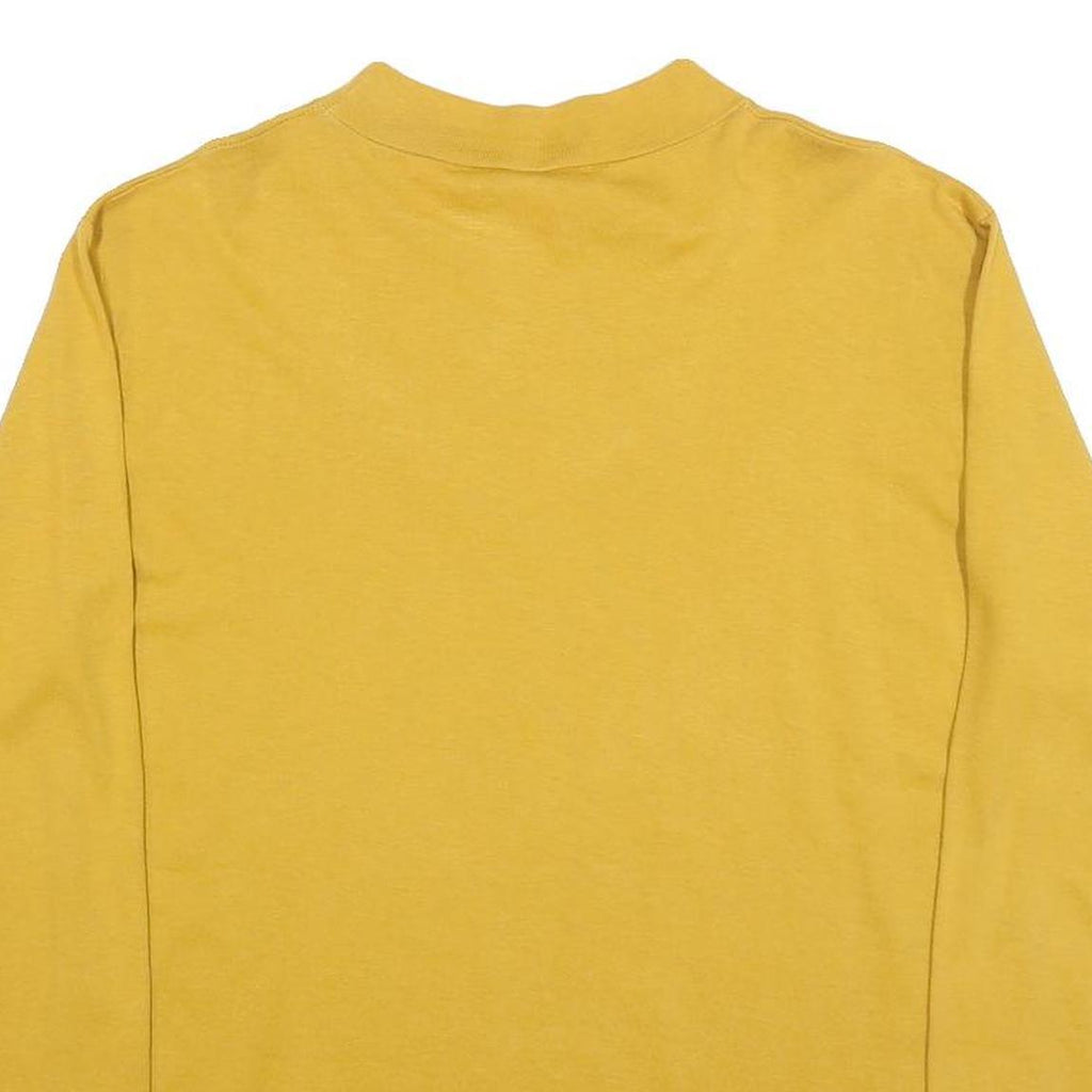 Womens Yellow Cotton Blend Long Sleeve Crew Neck Embroidered M T-Shirt