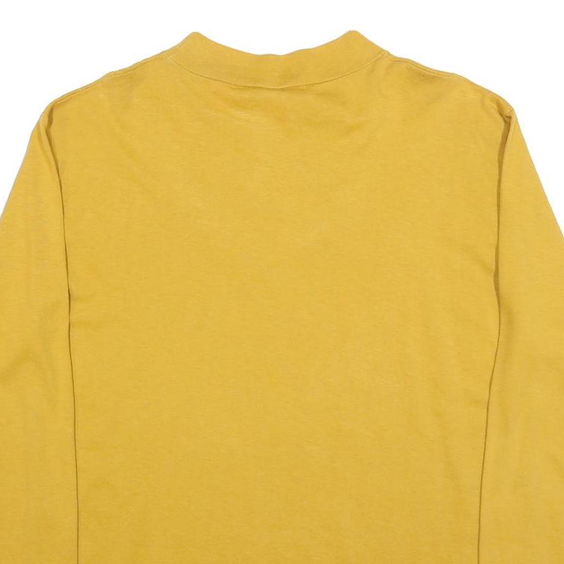 Womens Yellow Cotton Blend Long Sleeve Crew Neck Embroidered M T-Shirt