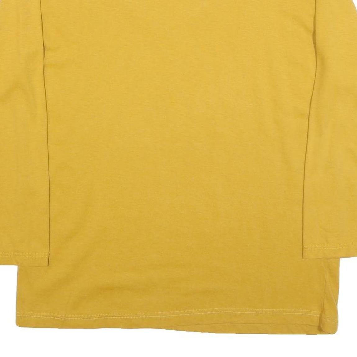 Womens Yellow Cotton Blend Long Sleeve Crew Neck Embroidered M T-Shirt