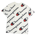 CHAMPION Mens White Black & Red Graphic T-Shirt L Short Sleeve Crew Neck Logo
