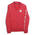 NAPAPIJRI Mens Red Jacket S Cotton Blend Plain Logo Zip Front Casual