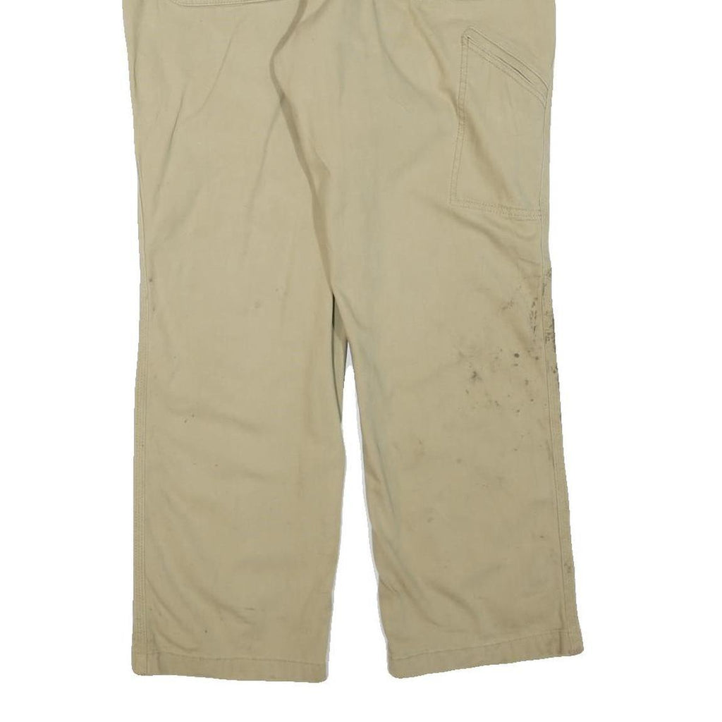 CARHARTT Mens Regular Fit Beige Cotton Blend Zip Trousers W36 L30 Workwear Heavy