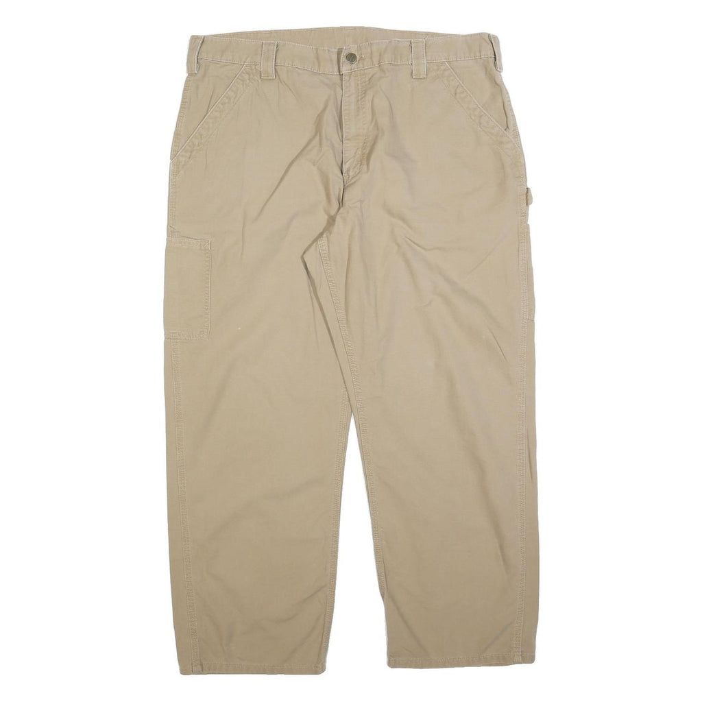 CARHARTT Mens Cotton Blend Beige Regular Fit Straight Leg Trousers W40 L30