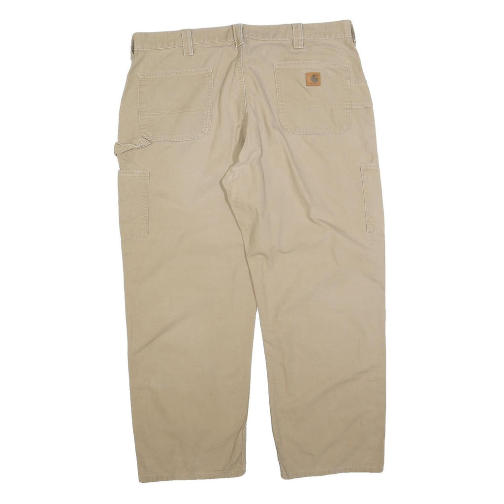 CARHARTT Mens Cotton Blend Beige Regular Fit Straight Leg Trousers W40 L30
