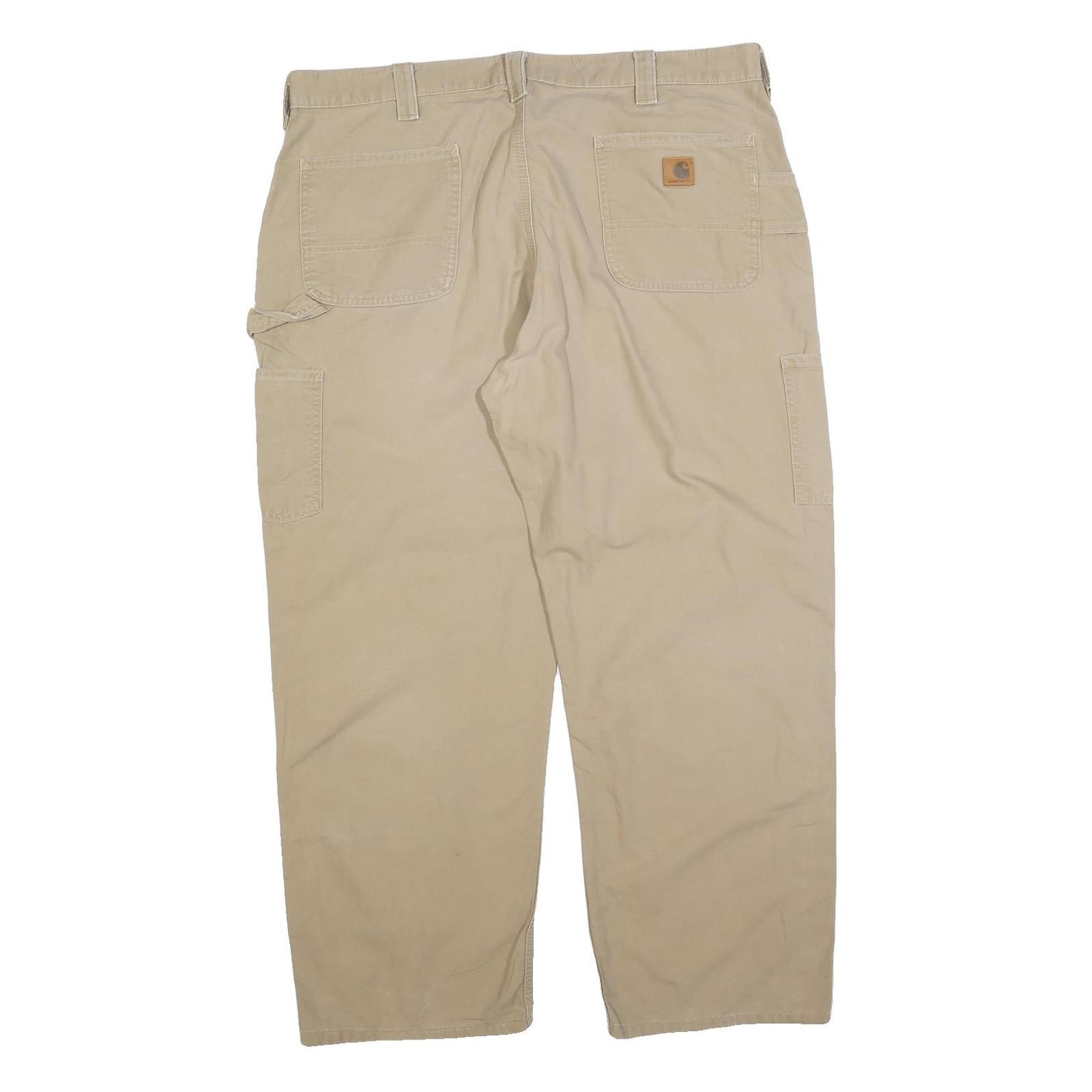 CARHARTT Mens Cotton Blend Beige Regular Fit Straight Leg Trousers W40 L30