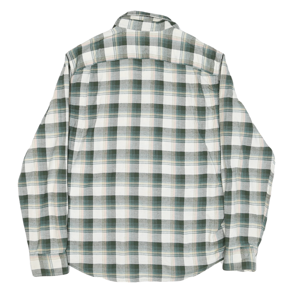 WRANGLER Mens Green & Cream Check Shirt M Casual Cotton Blend Long Sleeve Button