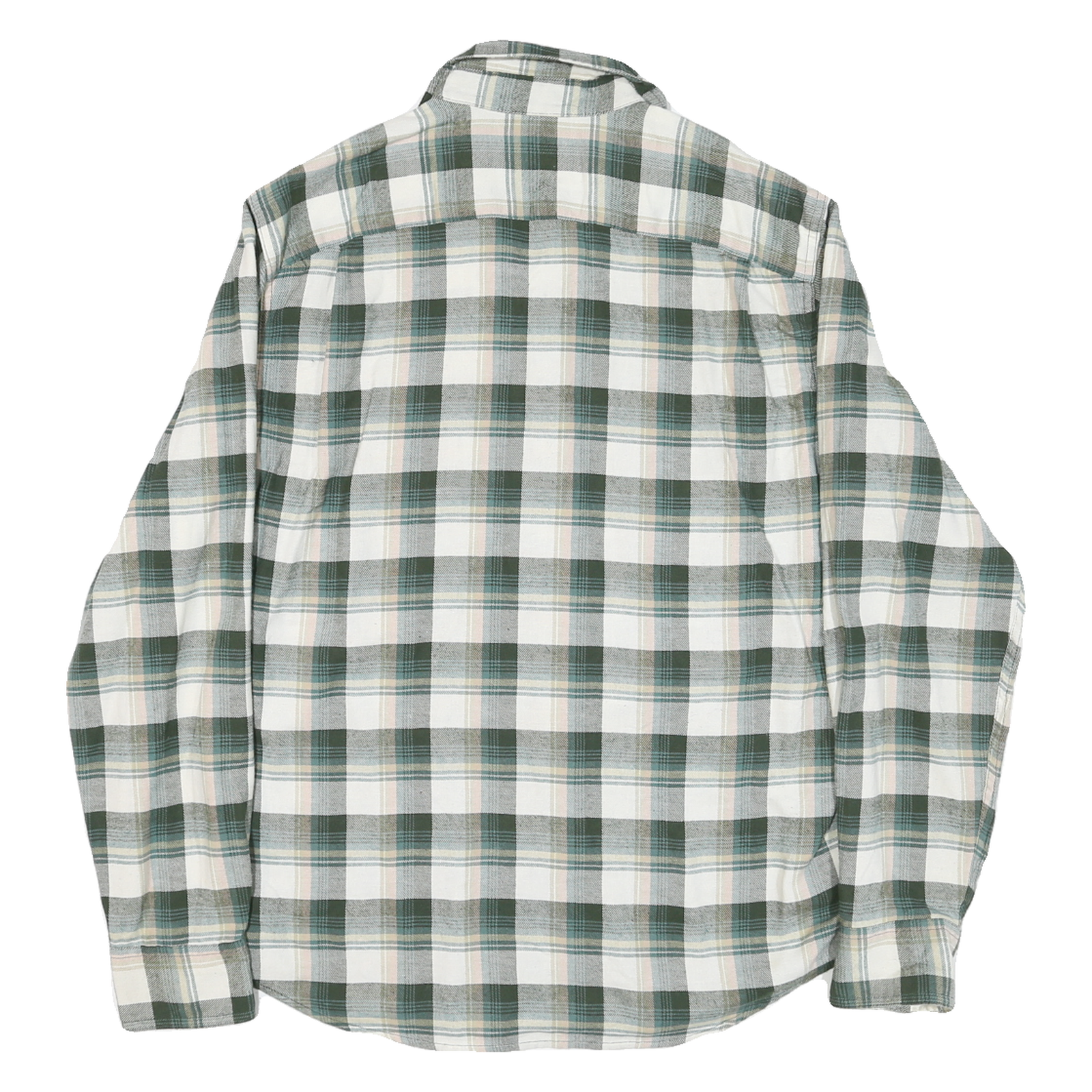 WRANGLER Mens Green & Cream Check Shirt M Casual Cotton Blend Long Sleeve Button