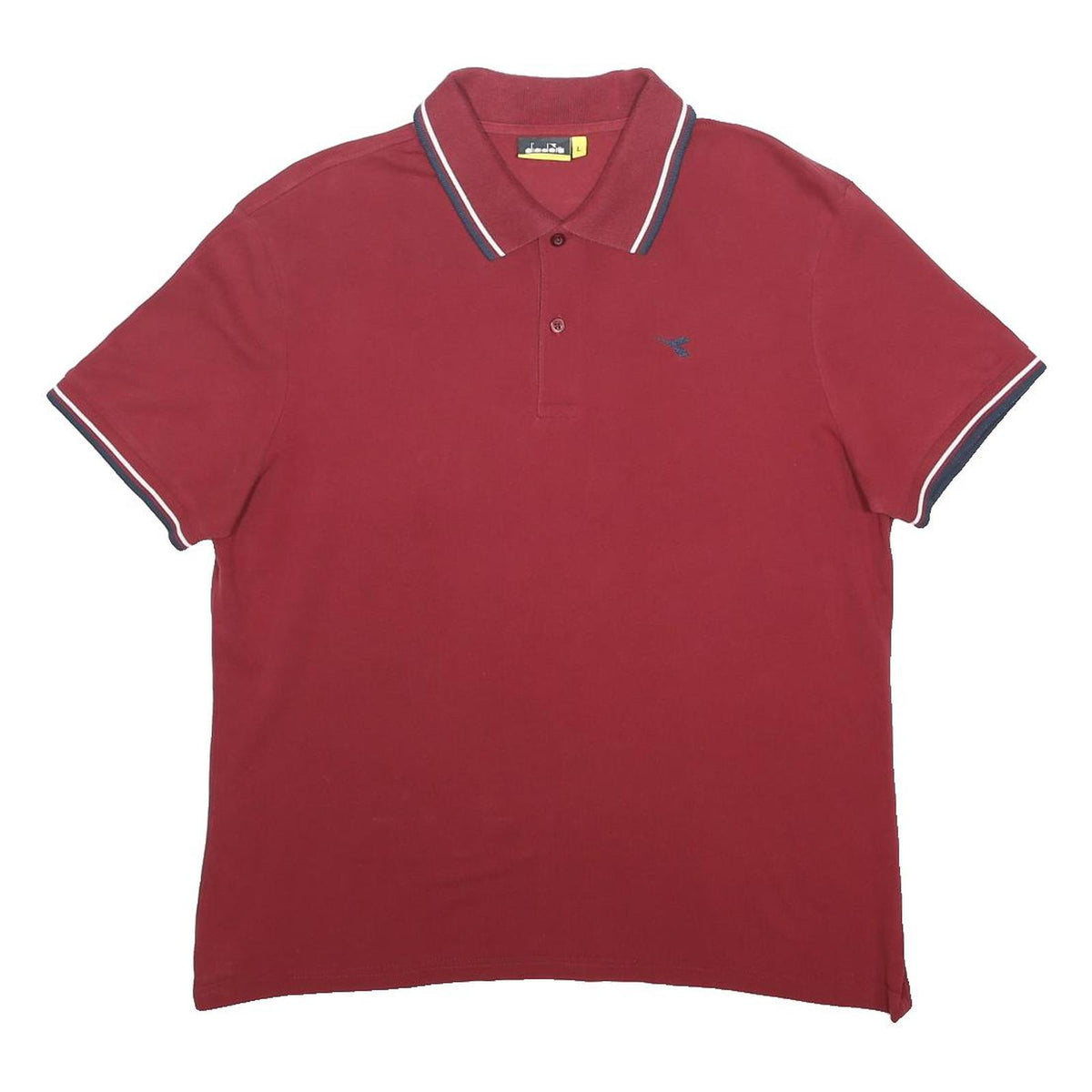 DIADORA Womens Red Polo Shirt L Cotton Blend Short Sleeve Plain