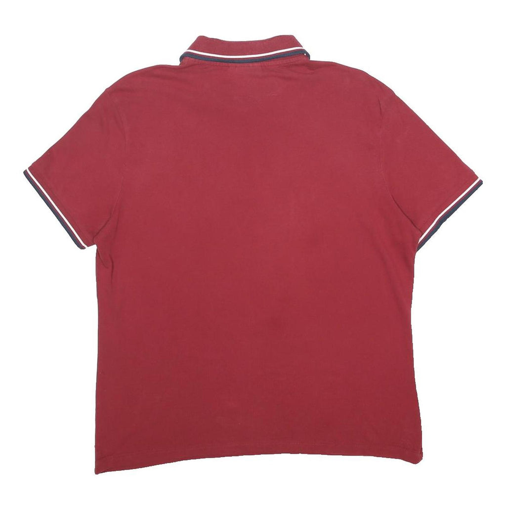DIADORA Womens Red Polo Shirt L Cotton Blend Short Sleeve Plain