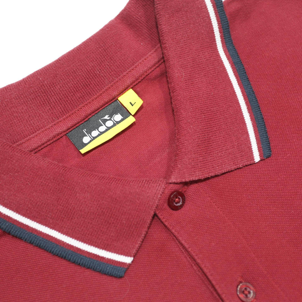 DIADORA Womens Red Polo Shirt L Cotton Blend Short Sleeve Plain
