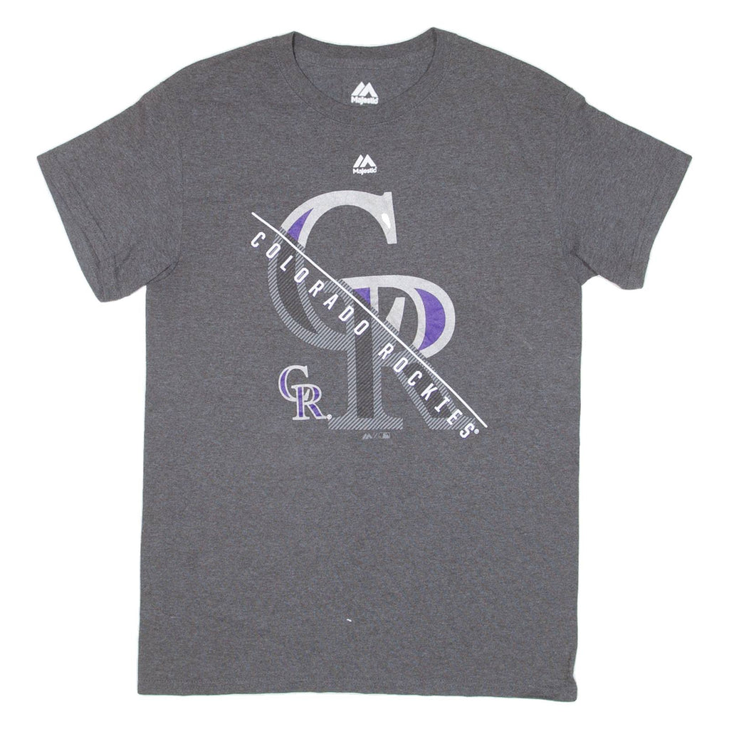 MAJESTIC Colorado Rockies Mens T-Shirt Grey USA S