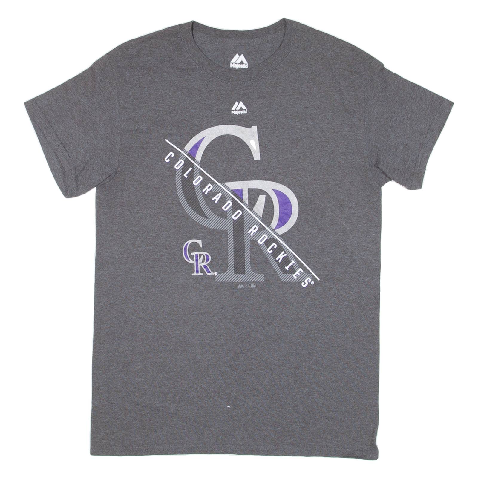 MAJESTIC Colorado Rockies Mens T-Shirt Grey USA S