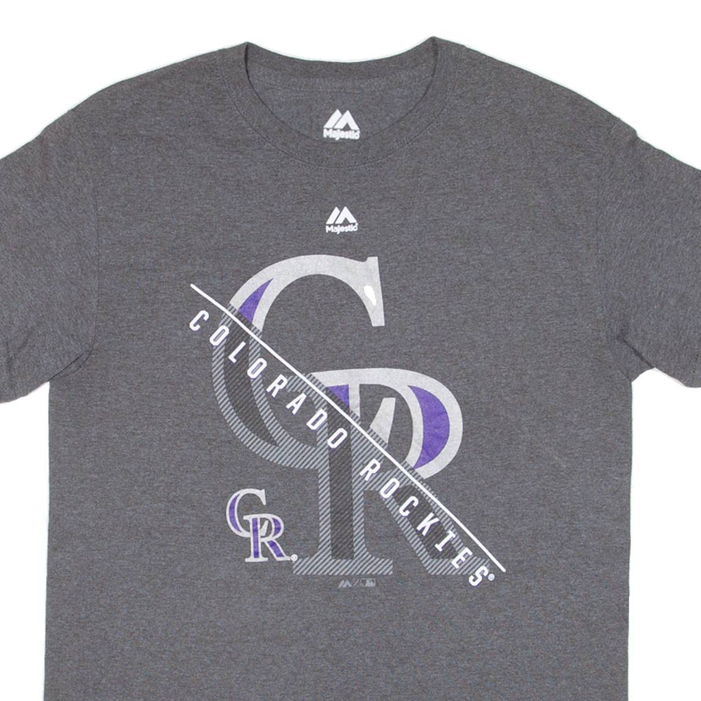 MAJESTIC Colorado Rockies Mens T-Shirt Grey USA S