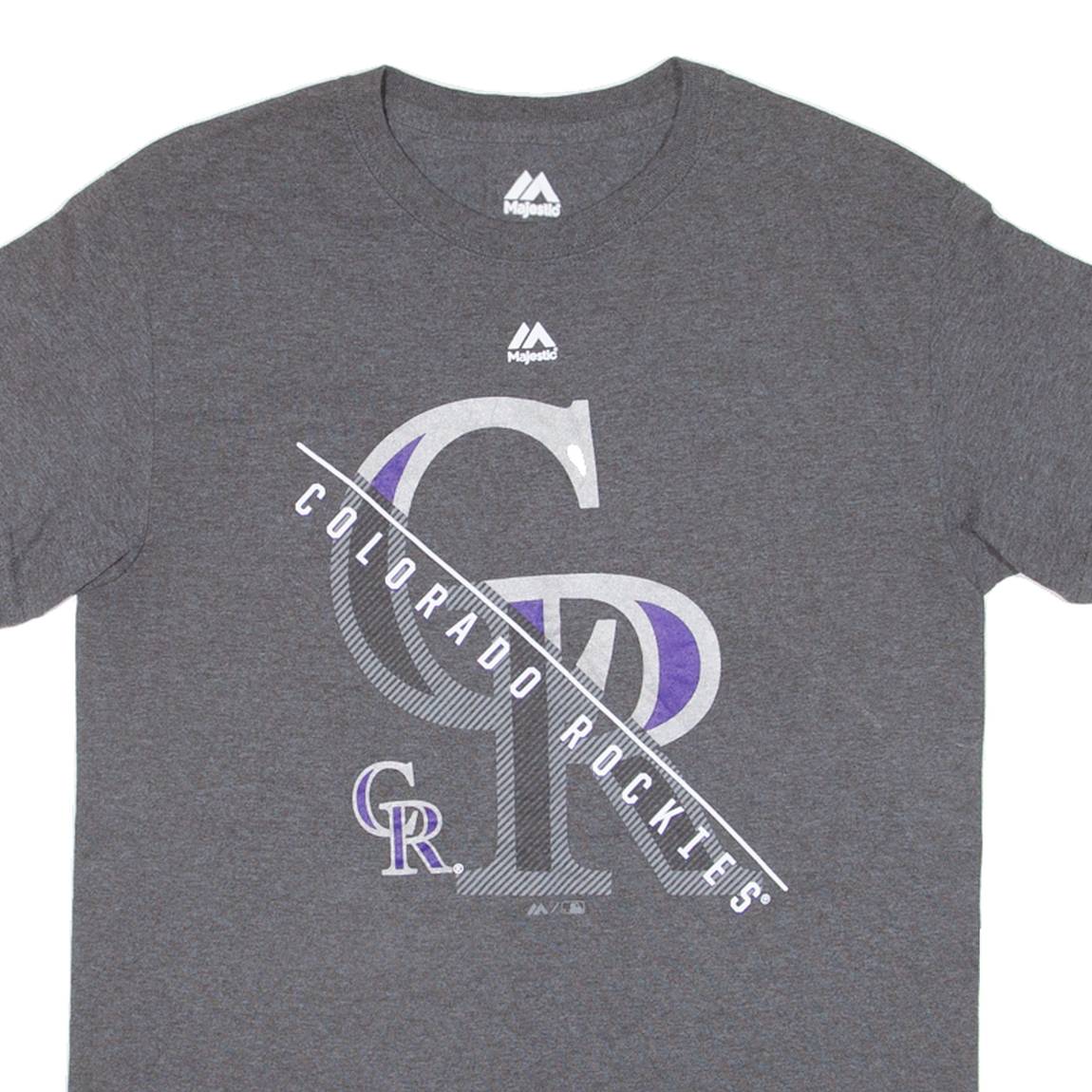 MAJESTIC Colorado Rockies Mens T-Shirt Grey USA S