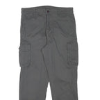 Mens Regular Fit Grey Cotton Blend Cargo Trousers W33 L29 Zip Closure Casual