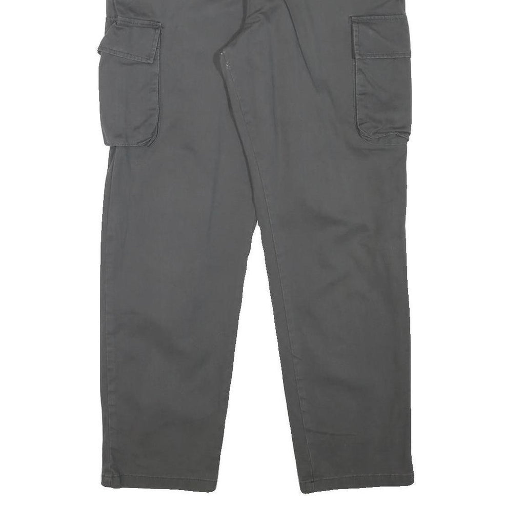 Mens Regular Fit Grey Cotton Blend Cargo Trousers W33 L29 Zip Closure Casual
