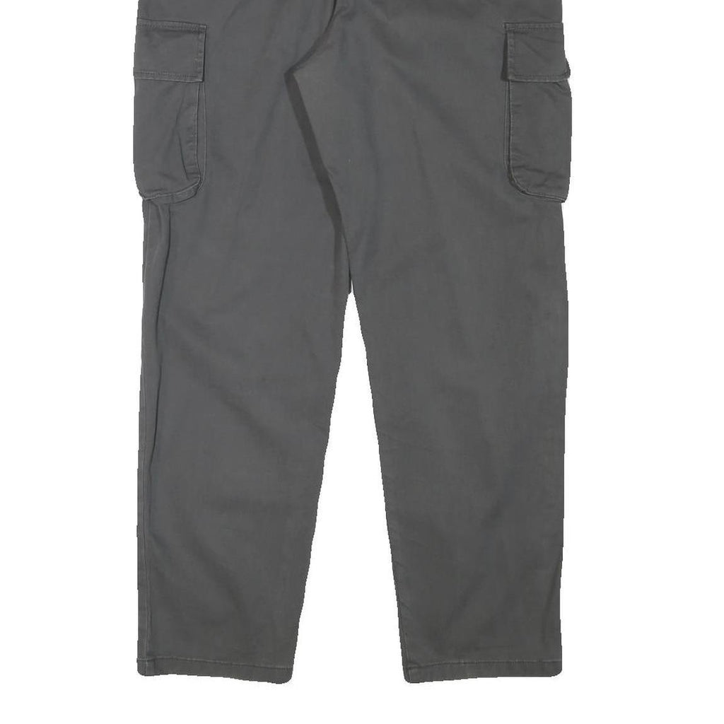 Mens Regular Fit Grey Cotton Blend Cargo Trousers W33 L29 Zip Closure Casual