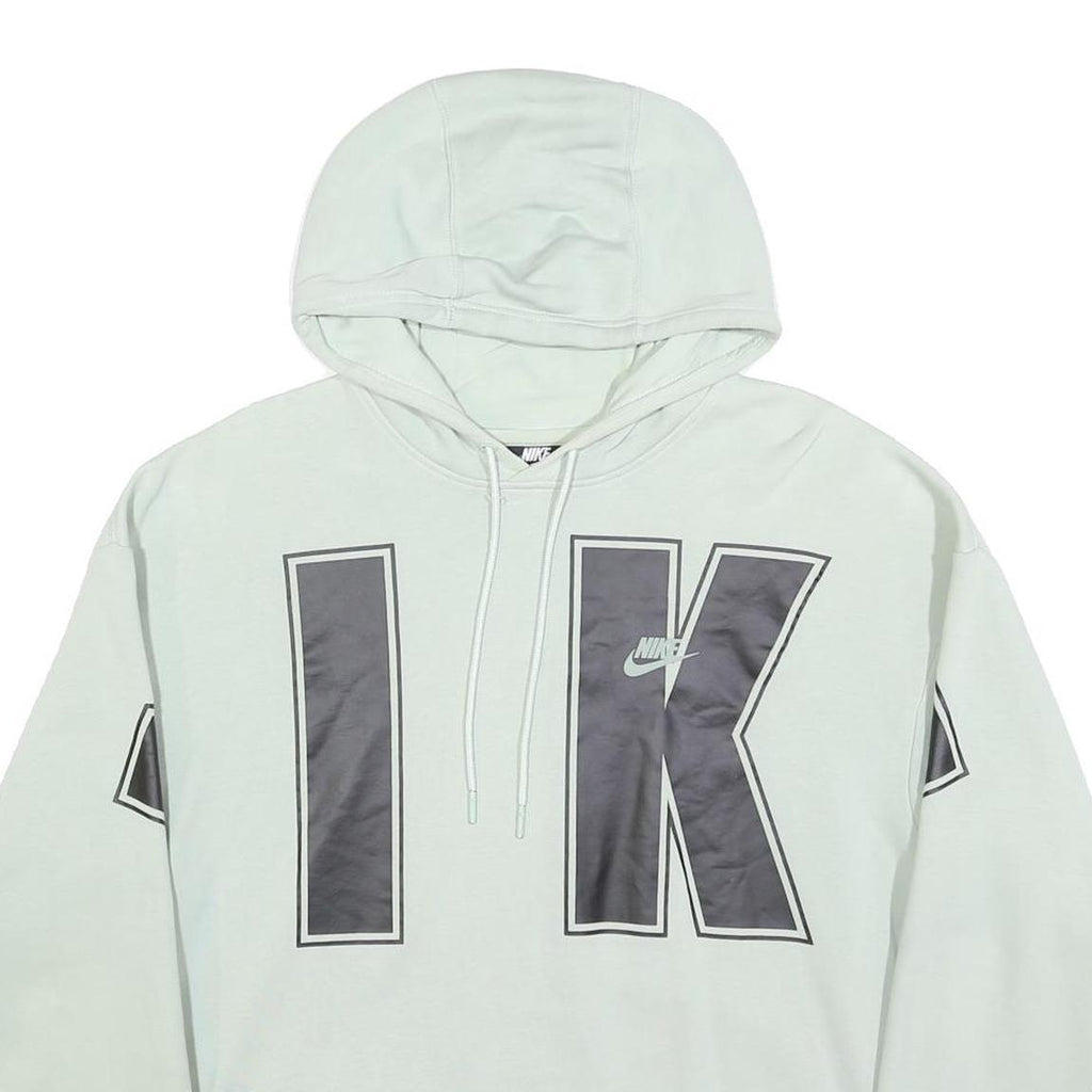 NIKE Mens White Hoodie M Cotton Blend Large IK Logo Pullover Casual