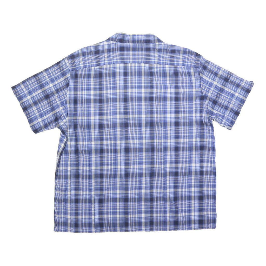 POLO RALPH LAUREN Mens Blue & White Check Shirt L Short Sleeve Cotton Blend