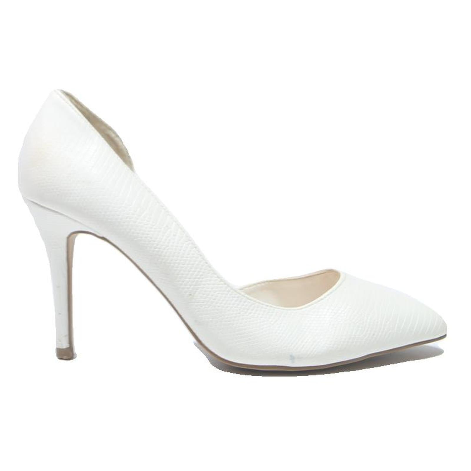 BATA Womens White Leather Heel Shoes UK 5 Classic Pointed Toe Elegant