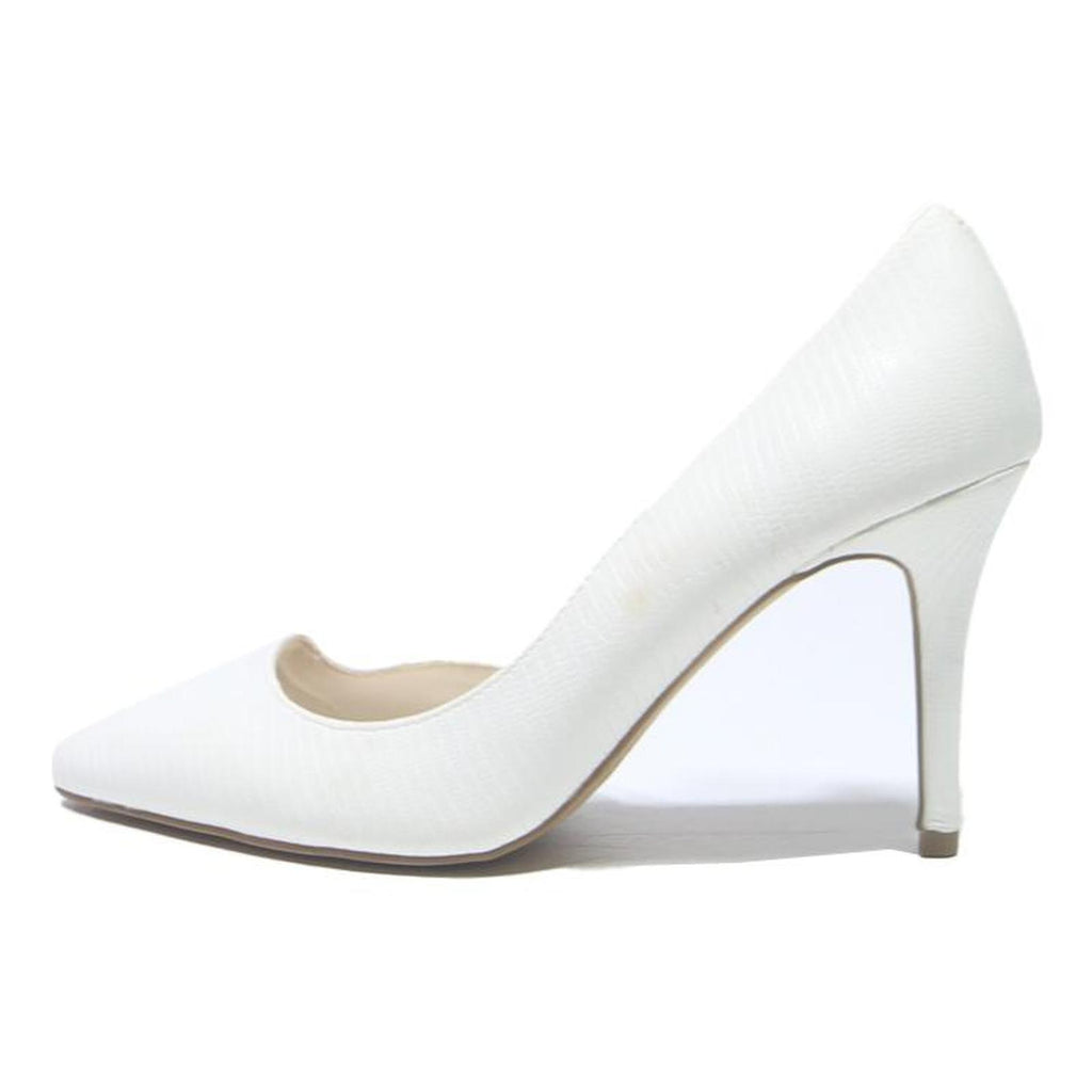 BATA Womens White Leather Heel Shoes UK 5 Classic Pointed Toe Elegant