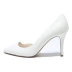 BATA Womens White Leather Heel Shoes UK 5 Classic Pointed Toe Elegant