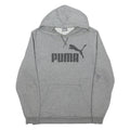 PUMA Mens Grey Cotton Blend Pullover Hoodie M Logo Sportswear Sweatshirt
