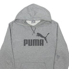 PUMA Mens Grey Cotton Blend Pullover Hoodie M Logo Sportswear Sweatshirt