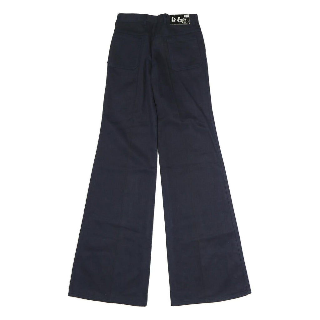 LEE COOPER Womens Cotton Navy Fit Regular Wide-Leg Trousers W26 L35