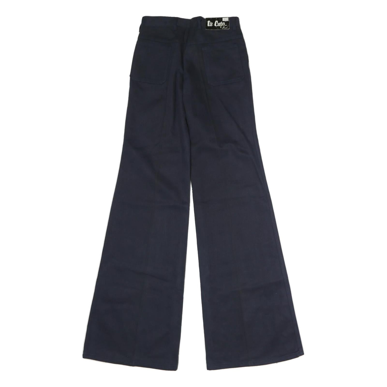 LEE COOPER Womens Cotton Navy Fit Regular Wide-Leg Trousers W26 L35