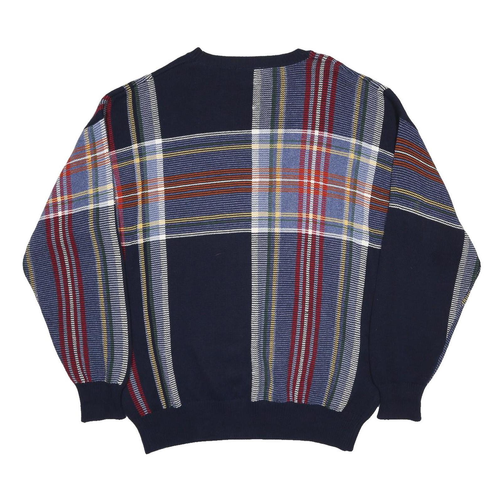 NAUTICA Mens Navy Blue Patterned Cotton Jumper Crew Neck Basic Knit XL Casual