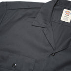 DICKIES Mens Black Short Sleeve Work Shirt M Polyester Blend Button Pocket