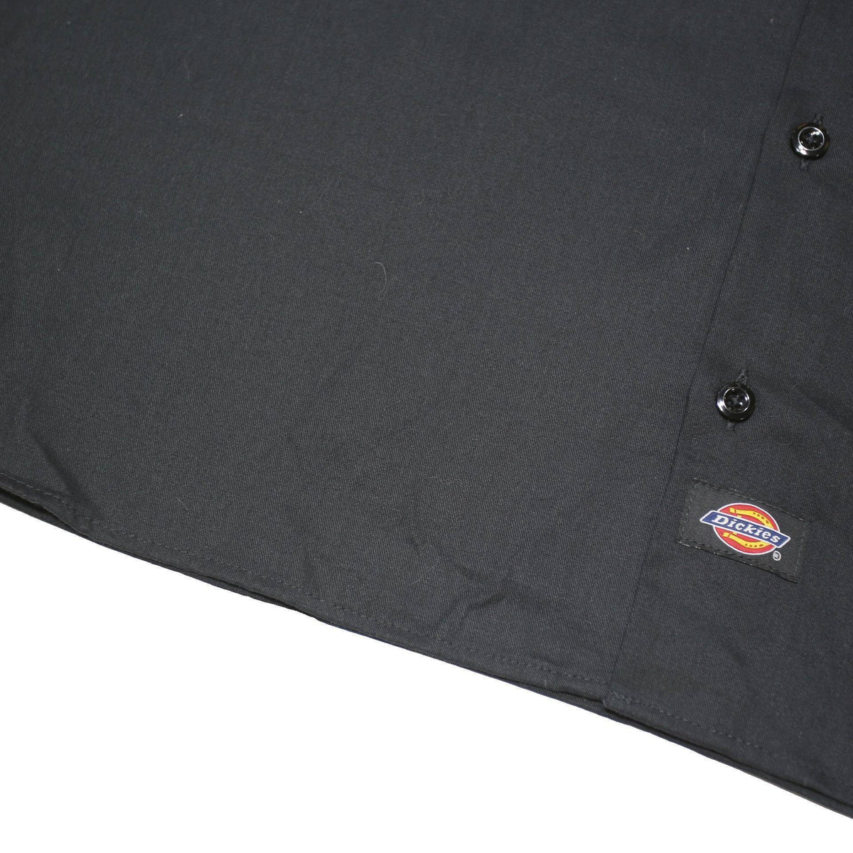 DICKIES Mens Black Short Sleeve Work Shirt M Polyester Blend Button Pocket