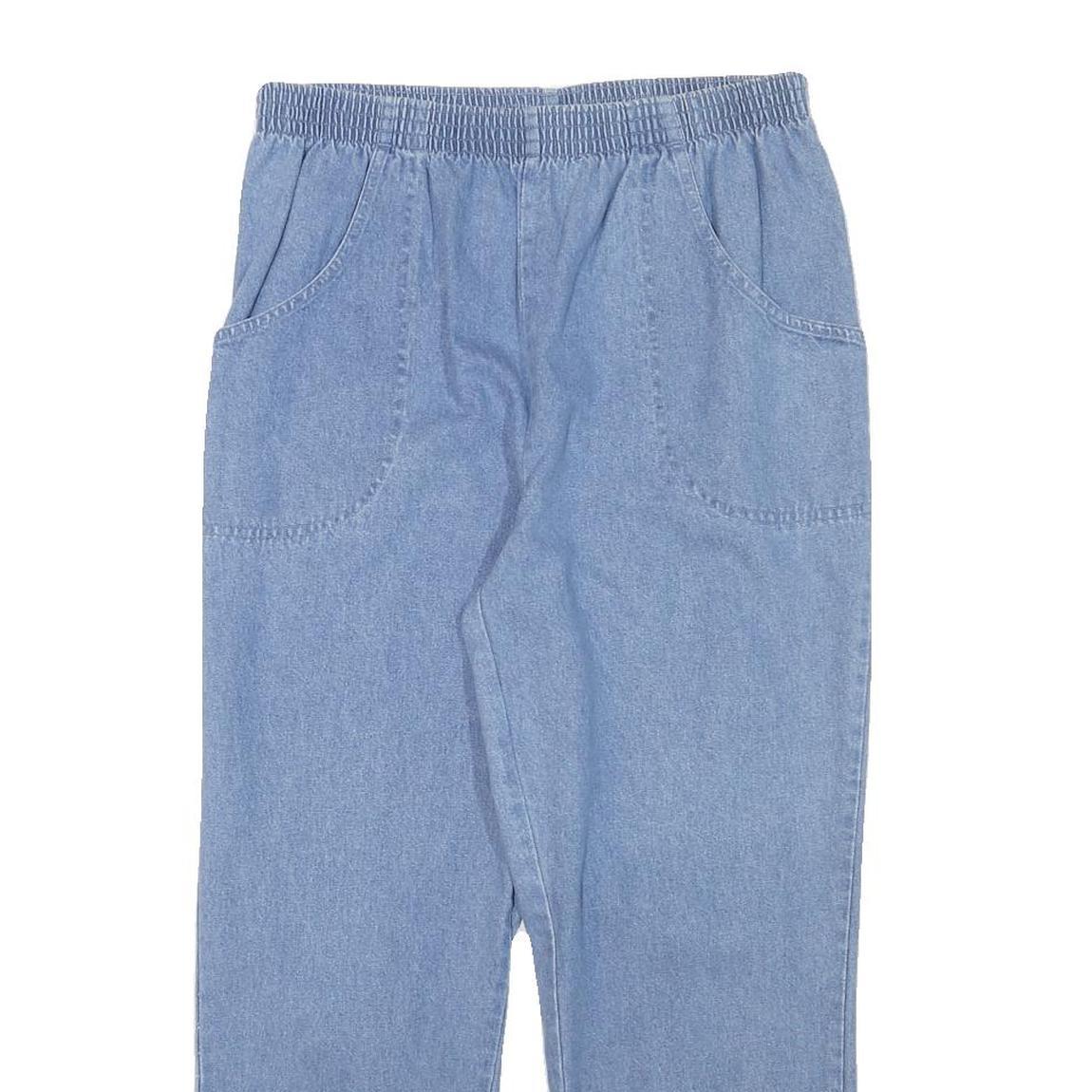 CASCADE Womens Jeans Blue Relaxed Straight Denim Light W29 L25 Elastic Waistband