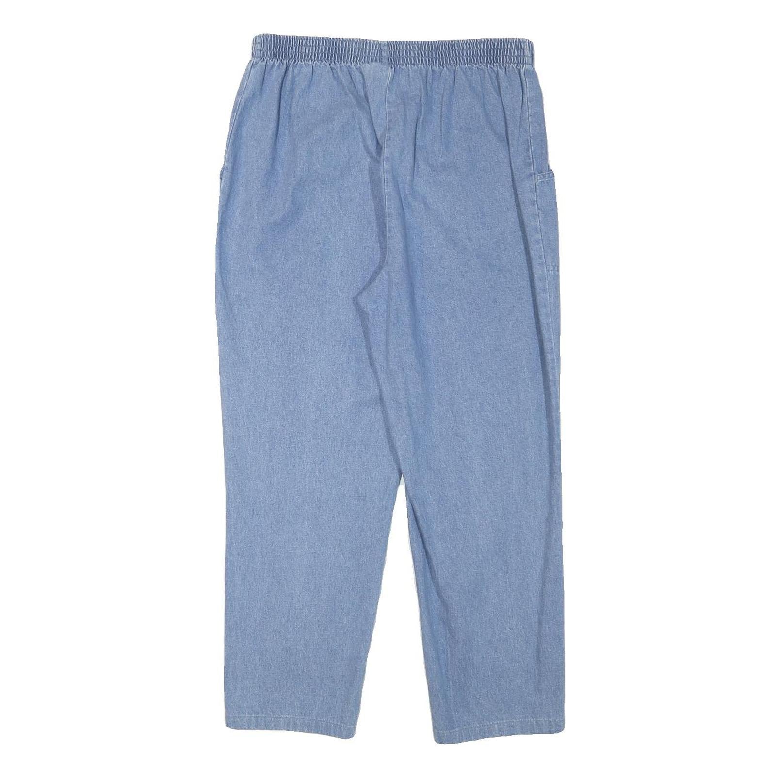 CASCADE Womens Jeans Blue Relaxed Straight Denim Light W29 L25 Elastic Waistband