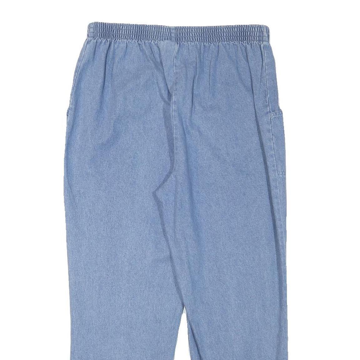 CASCADE Womens Jeans Blue Relaxed Straight Denim Light W29 L25 Elastic Waistband