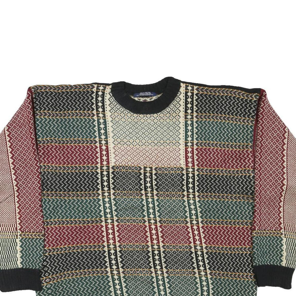 TOMMY HILFIGER Mens Multi Colour Patterned Jumper Crew Neck Basic Knit 2XL
