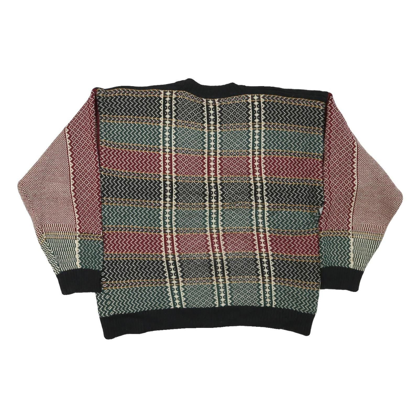 TOMMY HILFIGER Mens Multi Colour Patterned Jumper Crew Neck Basic Knit 2XL