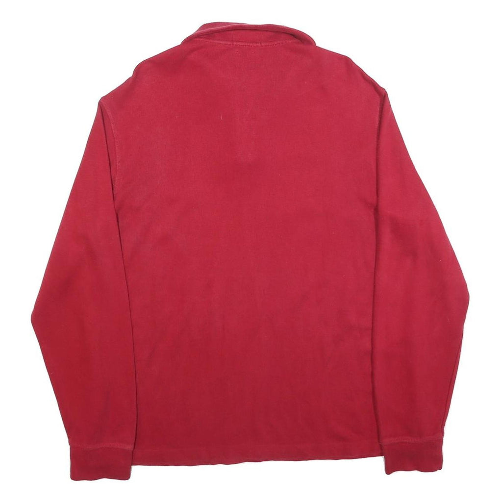 POLO RALPH LAUREN Mens Red Pattern Jumper Quarter Zip Cotton Blend L Polo Horse