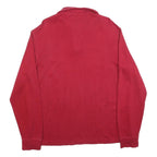 POLO RALPH LAUREN Mens Red Pattern Jumper Quarter Zip Cotton Blend L Polo Horse