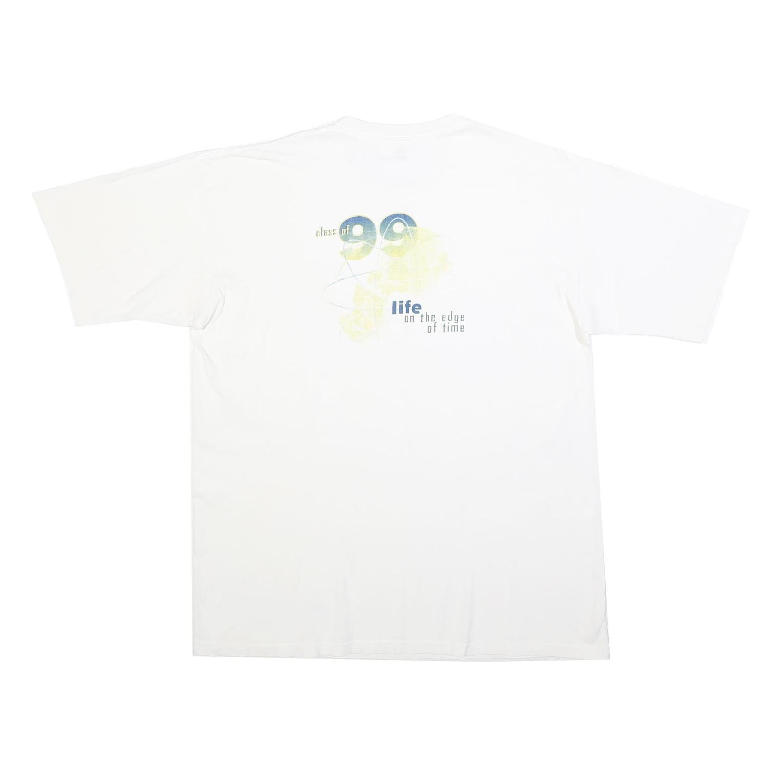 JOSTENS Mens White Graphic T-Shirt XL Short Sleeve Crew Neck Cotton Blend